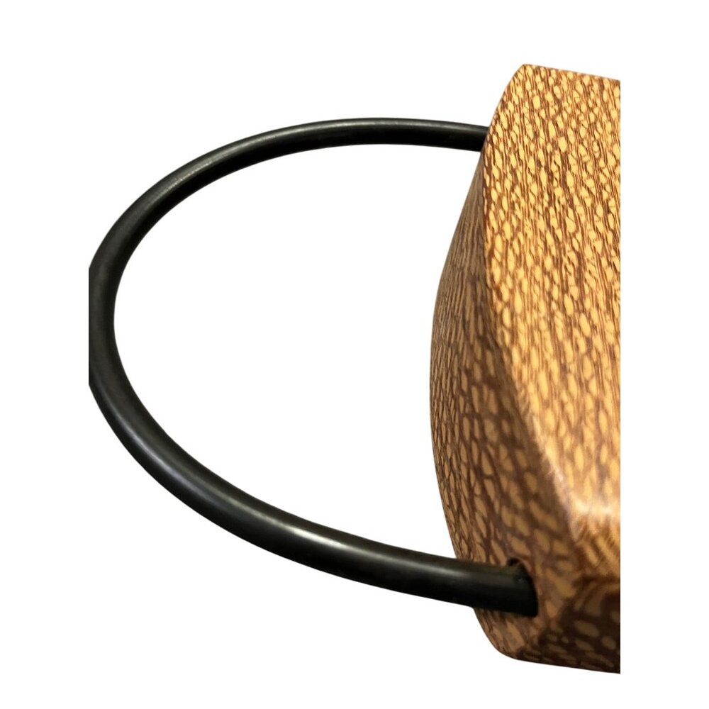 Handmade Wooden Purse Small Box Bag Rubber Handle Artisan Unique Used - Picture 12 of 16